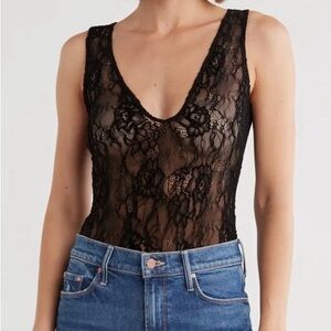 Good American Black Lace Bodysuit